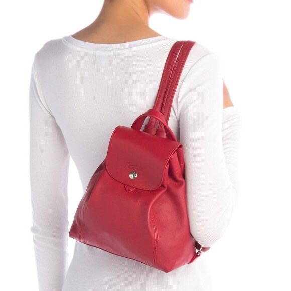 ❤️cutie❤️ lovely LongChamp  Le Pliage Cuir Backpack  extra small soft leather
